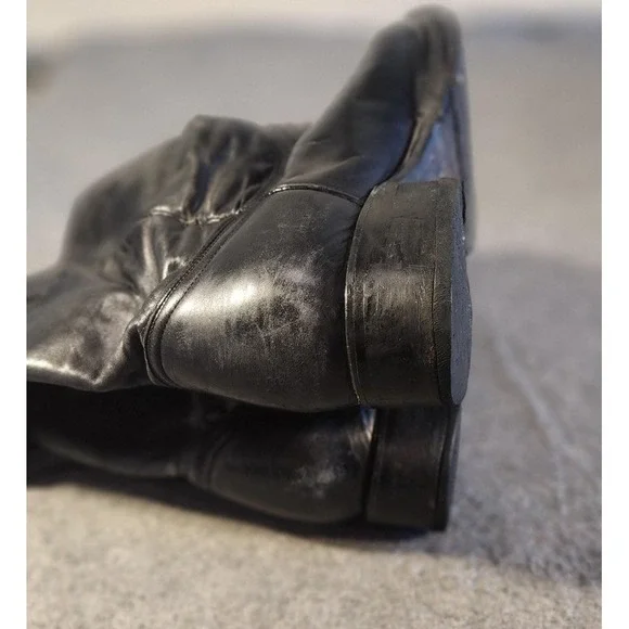 Rio Grande Boots Mens Size 9.5 Black Leather Western Cowboy Mid Calf Pull On